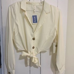 Cropped Cream Button-up Blouse